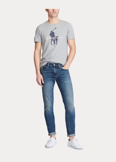 Playeras Ralph Lauren Hombre Grises - Pink Pony Custom Slim - NIADO7450